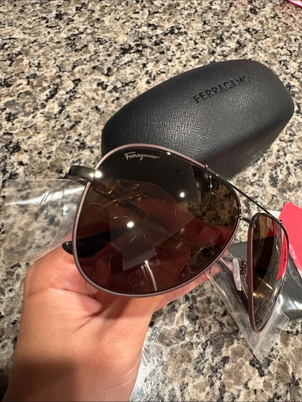 NWT Salvatore Ferragamo Women’s Brown Lenses Aviator Sunglasses
